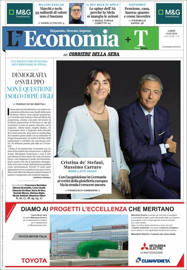 Portada de L'Economia (Italia)