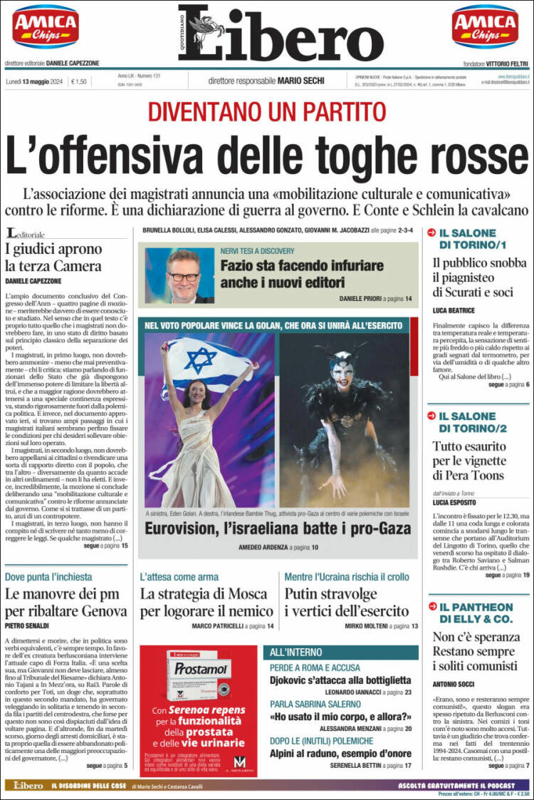 Portada de Libero (Italia)