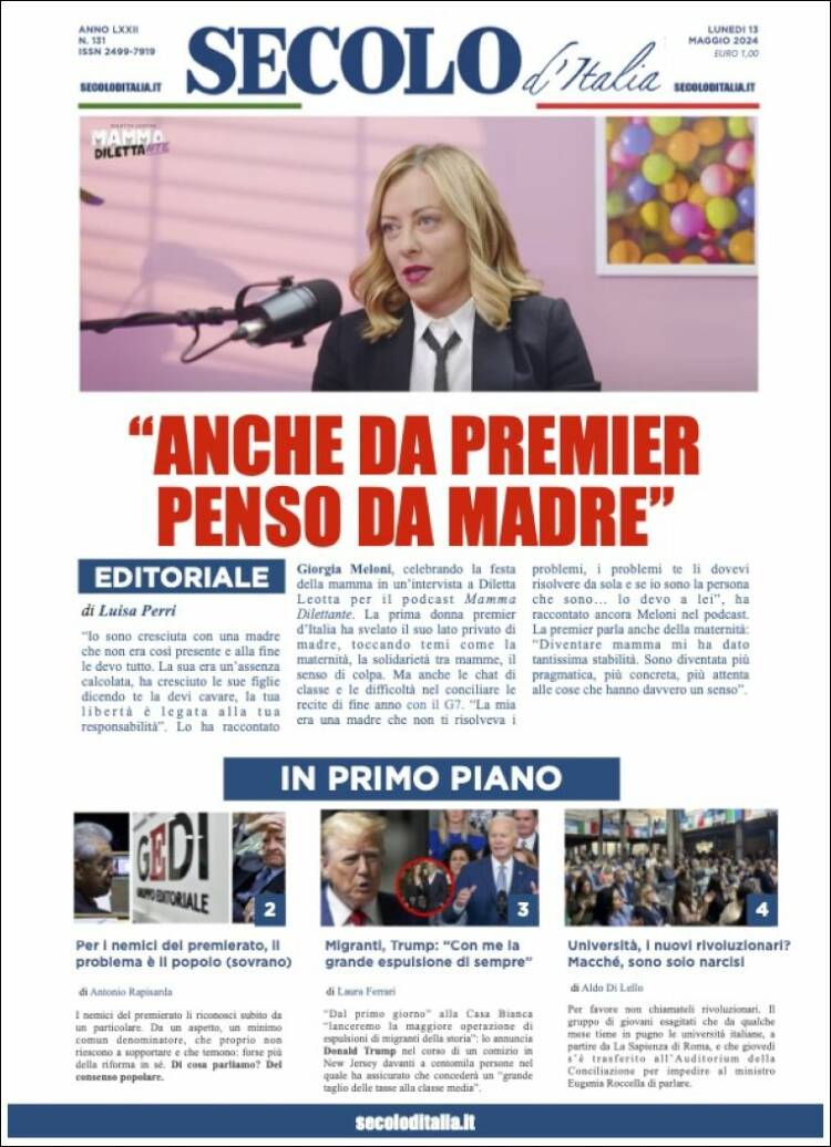 Portada de Secolo d'Italia (Italia)
