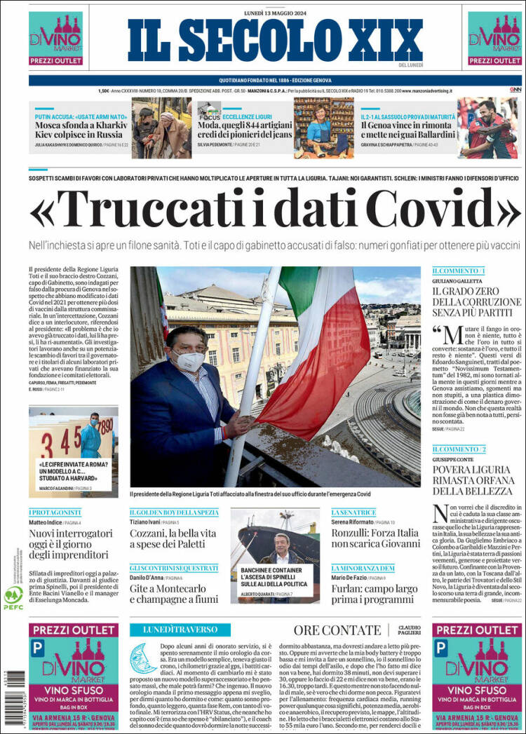 Portada de Il Secolo XIX (Italia)