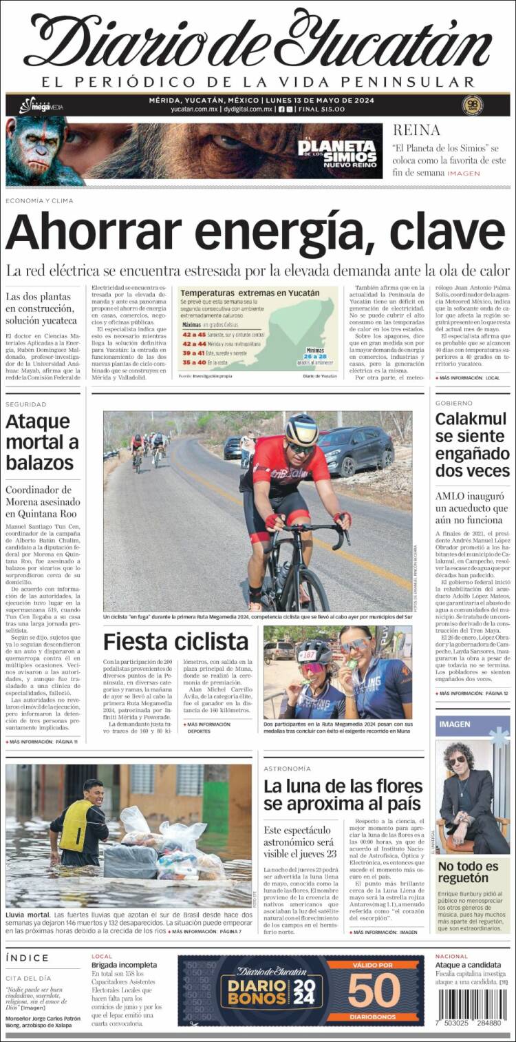 Portada de Diario de Yucatán (México)