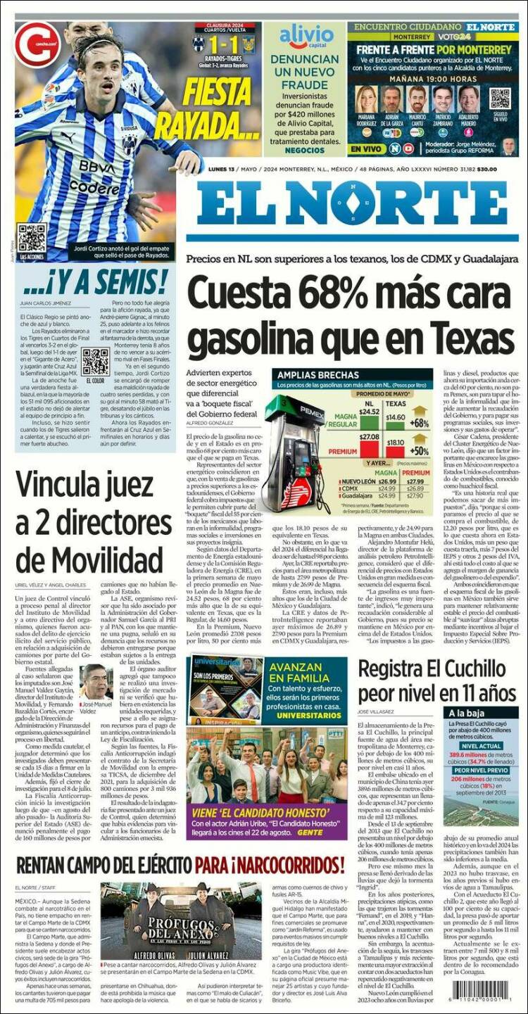Portada de El Norte (México)