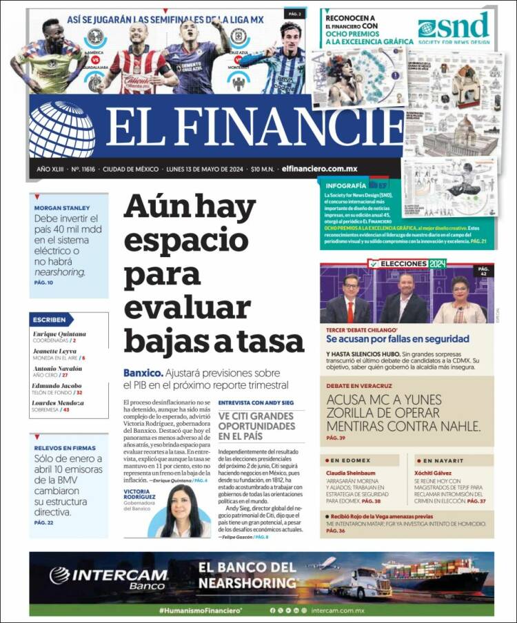 Portada de El Financiero (México)