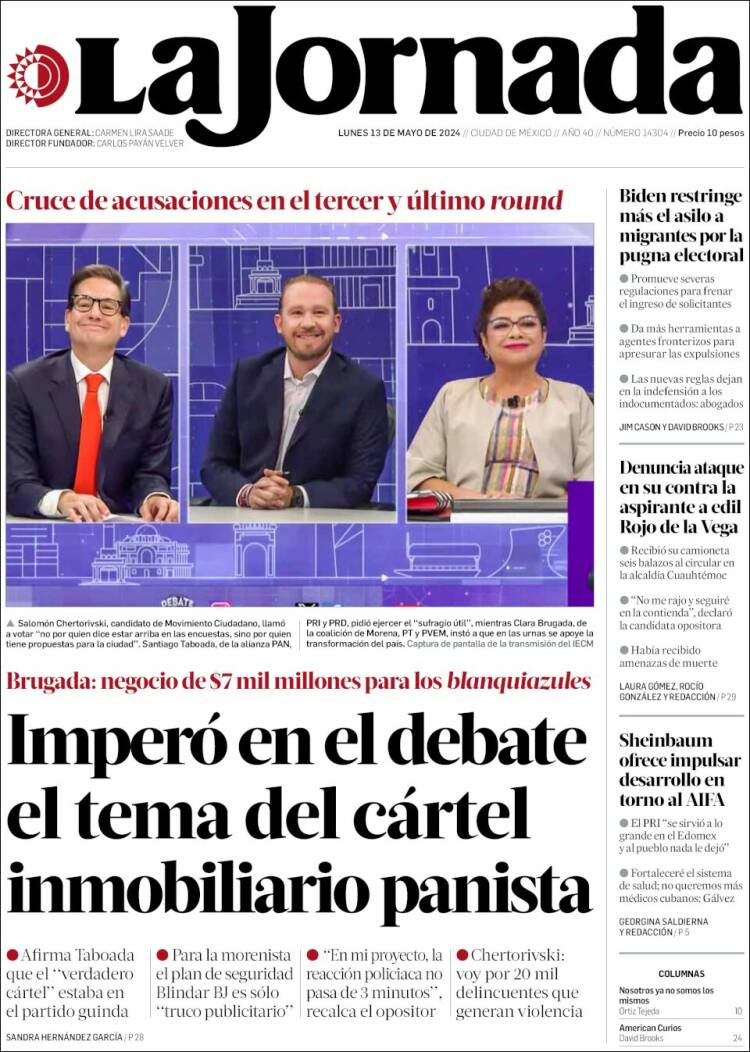 Portada de La Jornada (México)