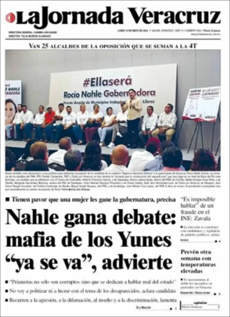 Portada de La Jornada Veracruz (México)