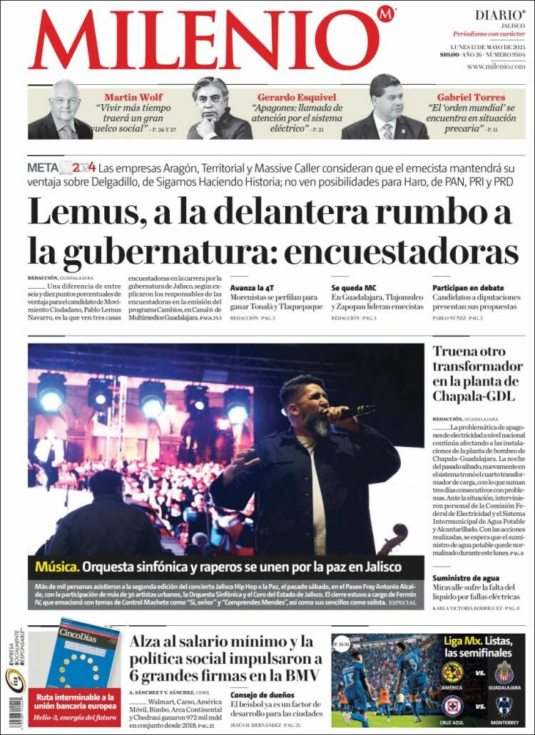 Portada de Milenio - Jalisco (México)