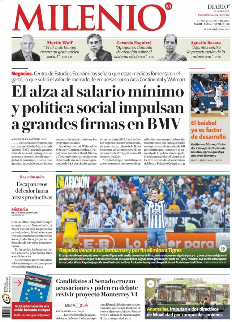 Portada de Milenio de Monterrey (México)