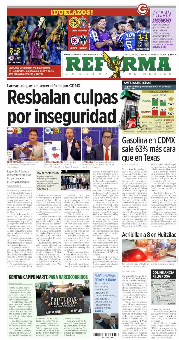 Portada de Reforma (México)