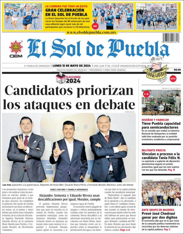 Portada de El Sol de Puebla (México)