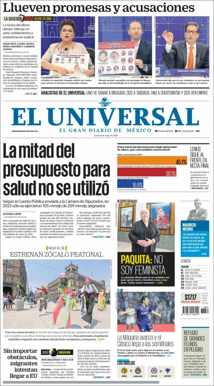 Portada de El Universal (México)