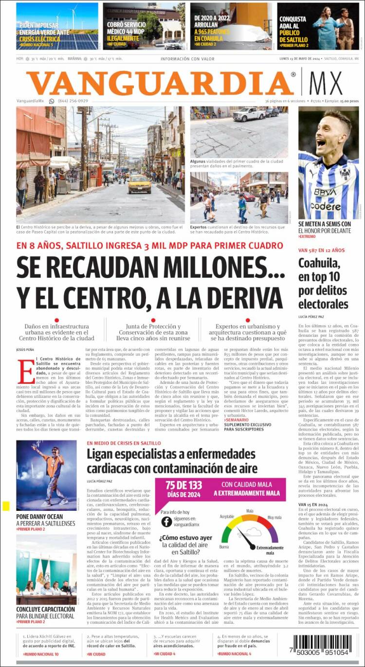 Portada de Vanguardia (México)