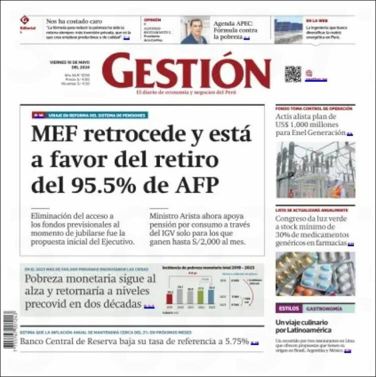 Portada de Diario Gestión (Perú)
