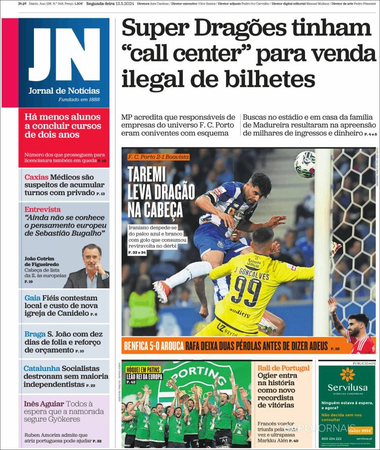 Portada de Jornal de Notícias (Portugal)