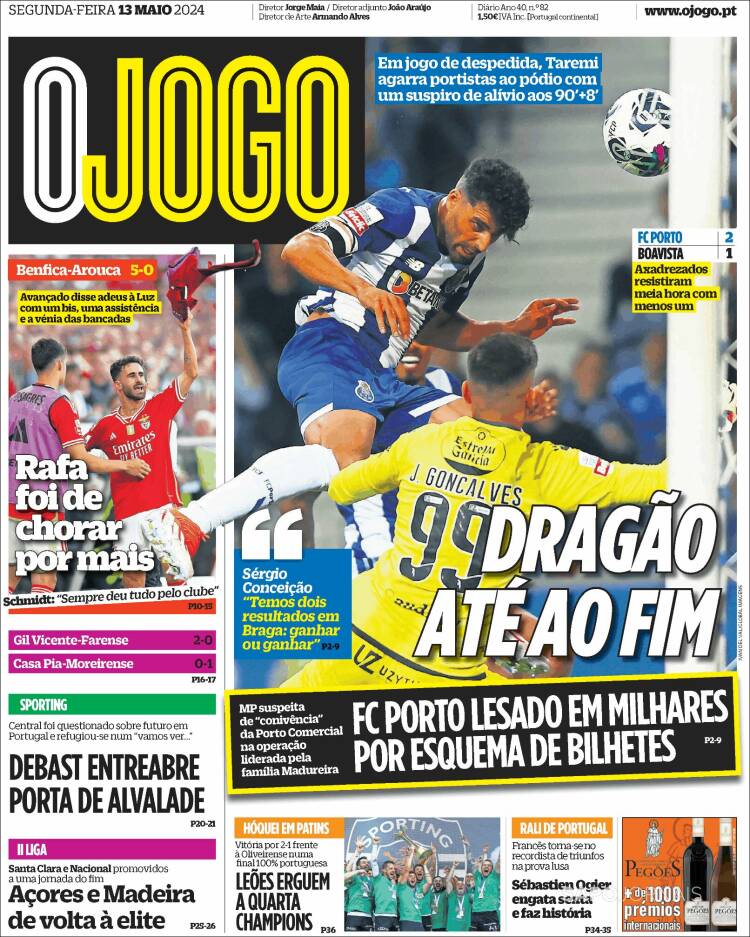 Portada de O Jogo (Portugal)