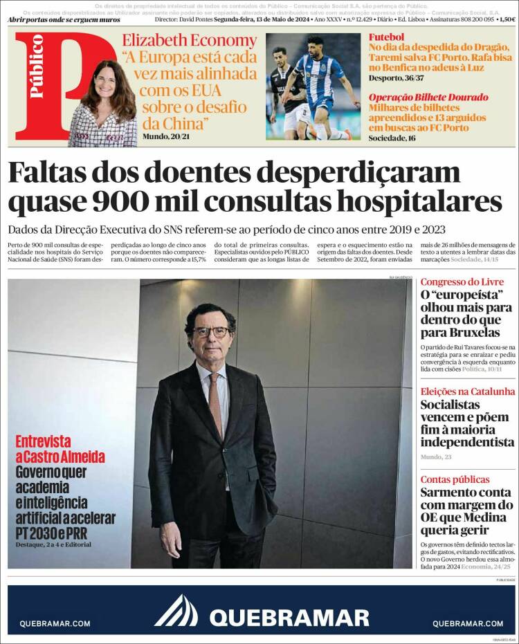 Portada de Público (Portugal)