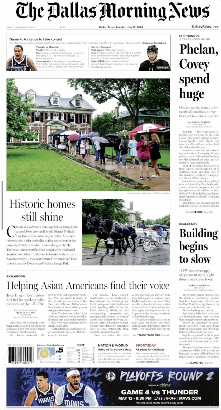 Portada de Dallas Morning News (USA)