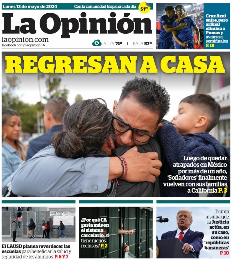 Portada de La Opinión (USA)