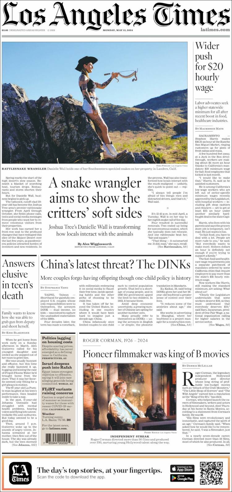 Portada de Los Angeles Times (USA)