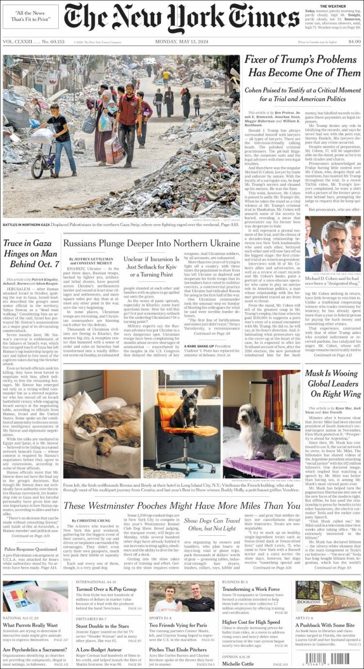 Portada de New York Times (USA)