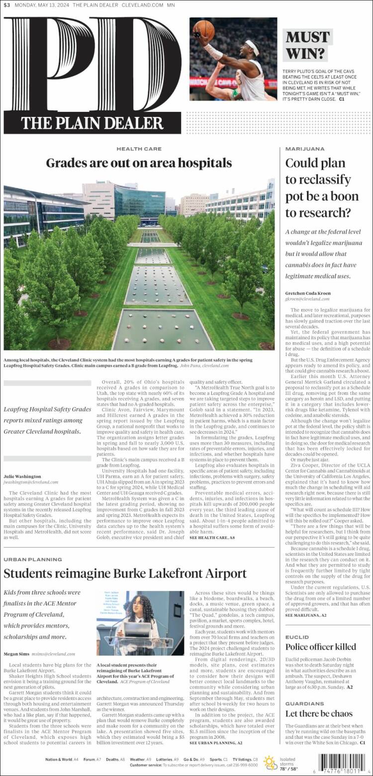 Portada de The Plain Dealer (USA)