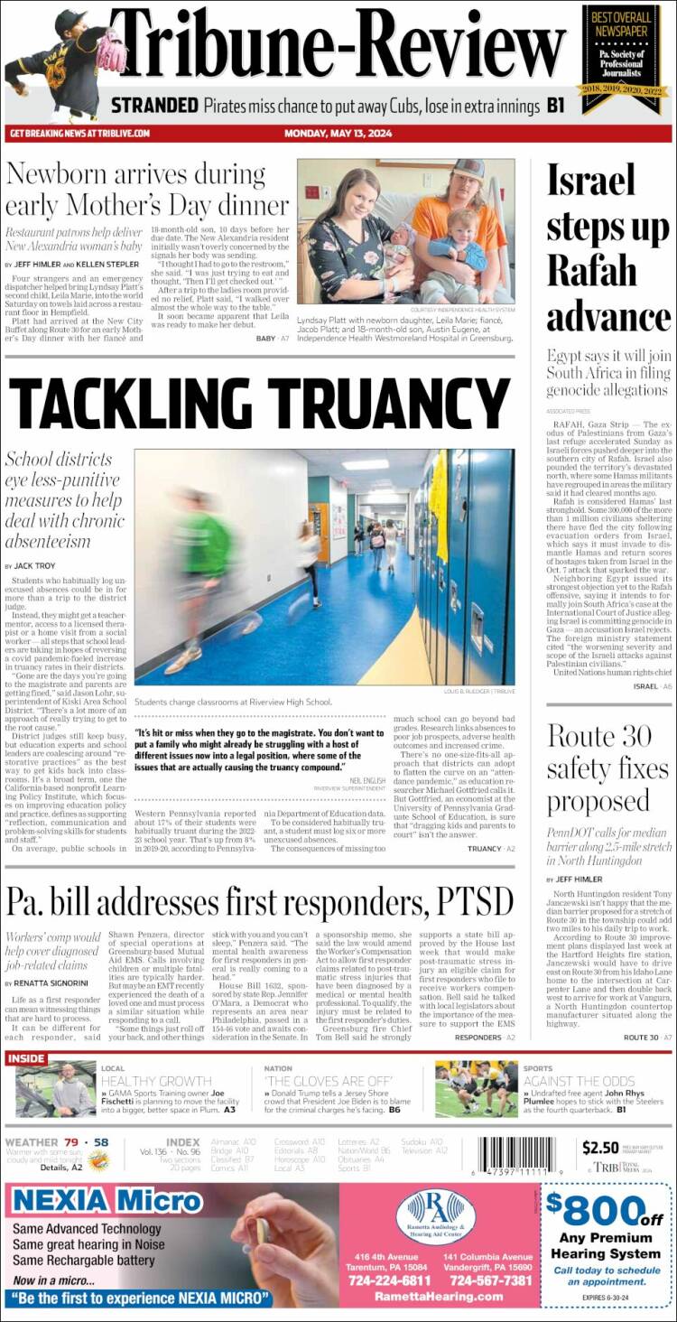 Portada de Tribune-Review (USA)