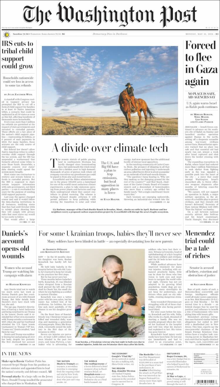 Portada de The Washington Post (USA)