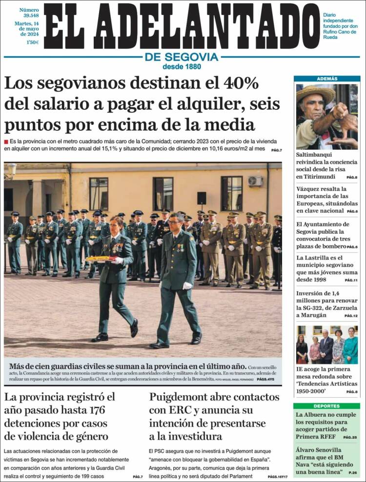 Portada de El Adelantado de Segovia (España)