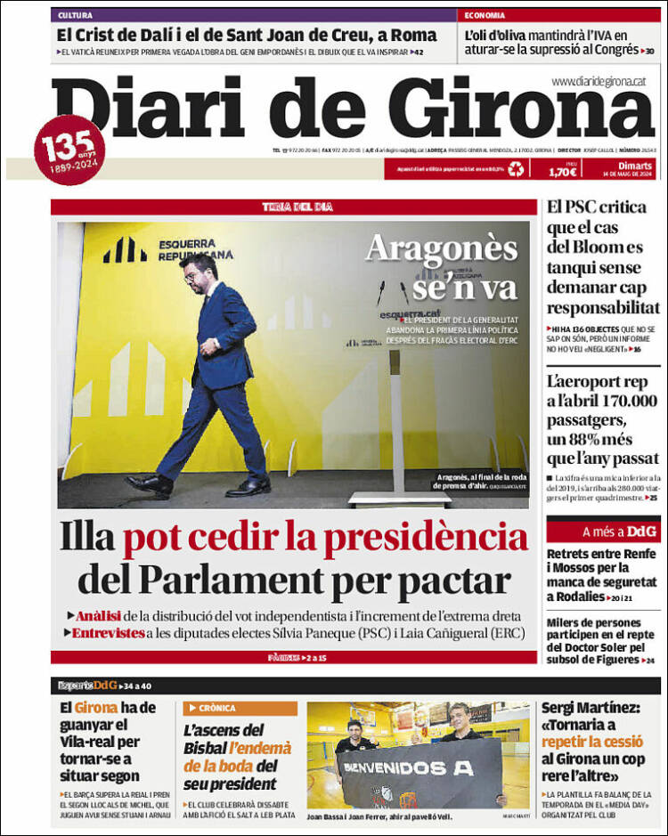 Portada de Diari de Girona (España)