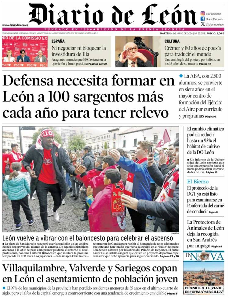 Portada de Diario de León (España)