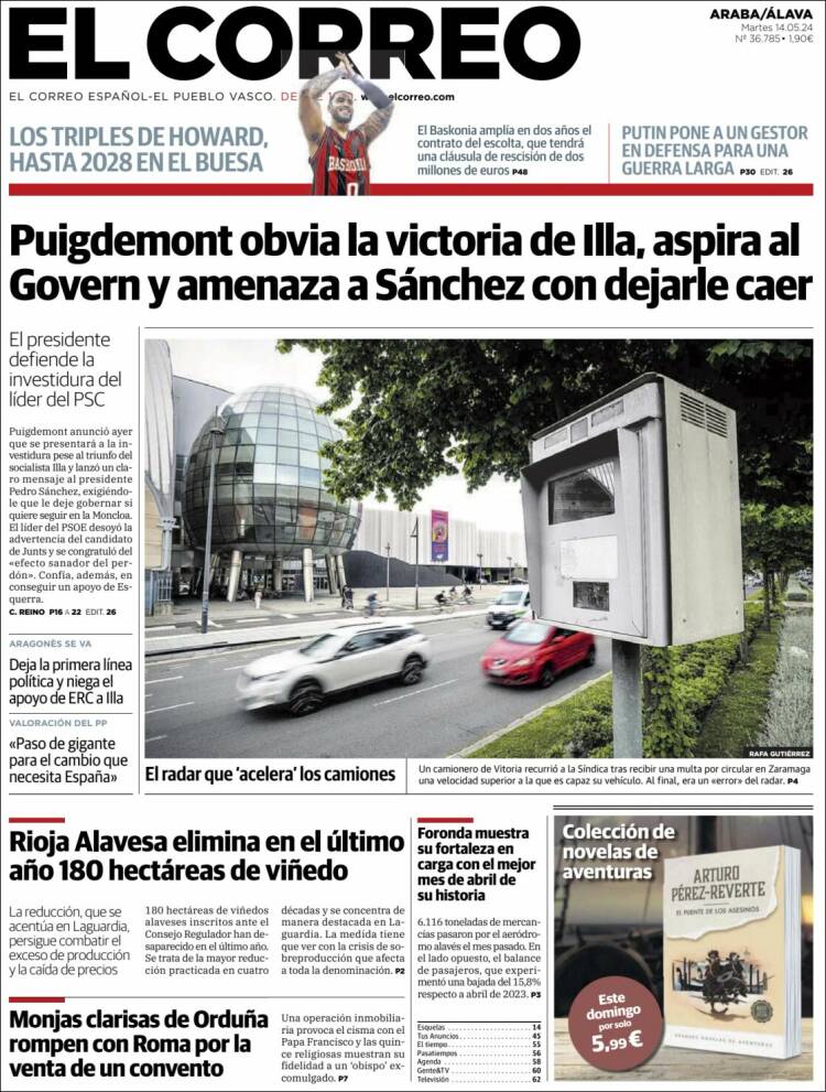 Portada de El Correo - Álava (España)