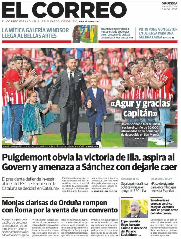 Portada de El Correo - Guipuzcoa (España)