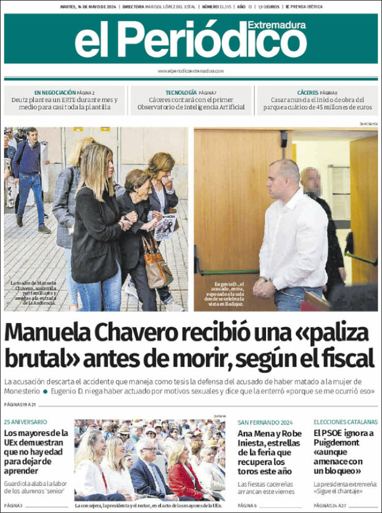 Portada de El Periódico de Extremadura (España)