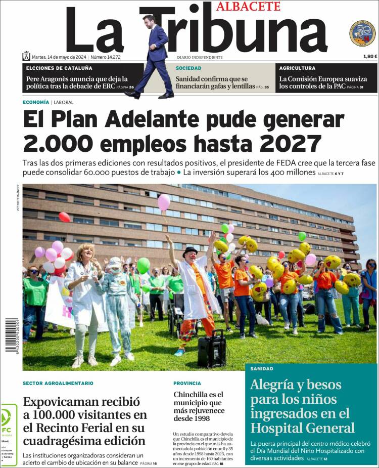 Portada de La Tribuna de Albacete (España)