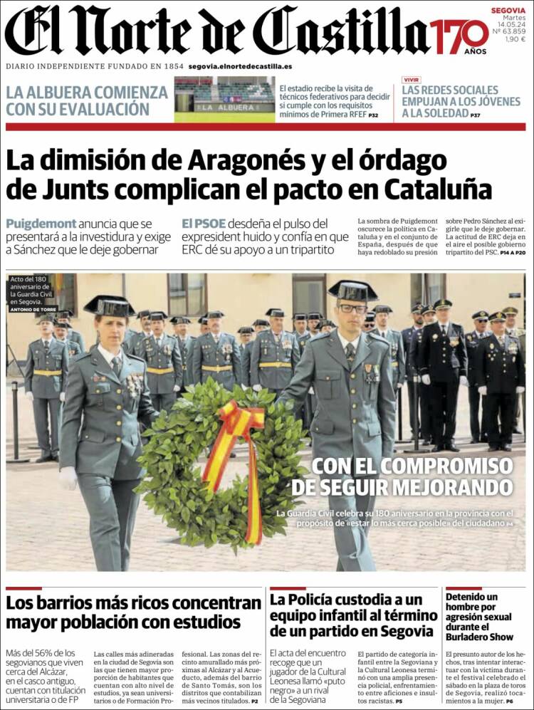 Portada de Norte de Castilla - Segovia (España)
