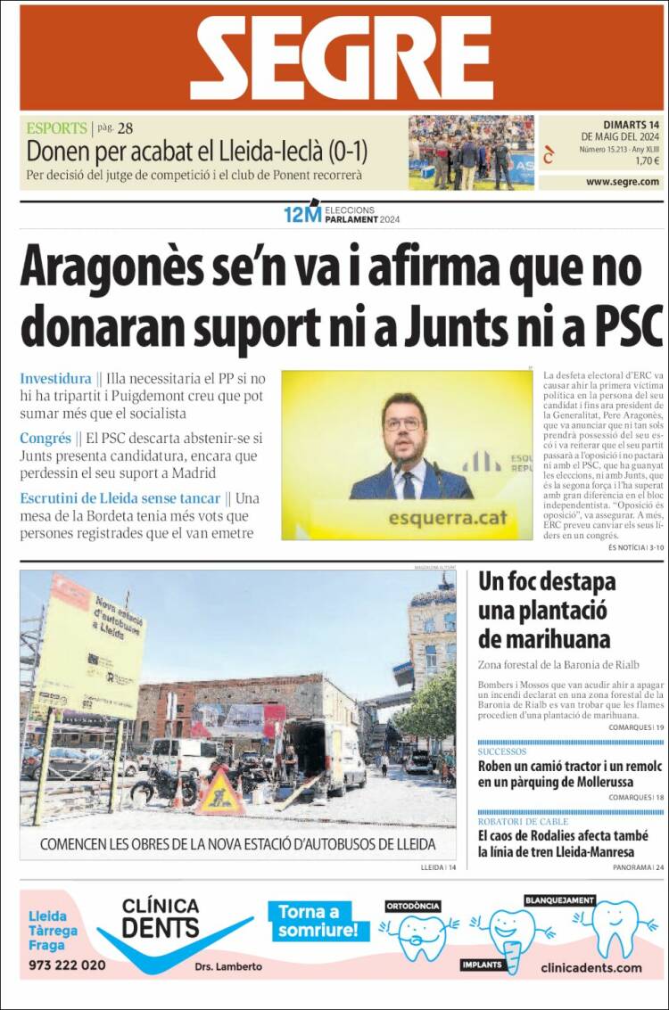 Portada de Segre (España)