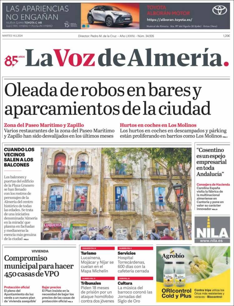 Portada de La Voz de Almería (España)
