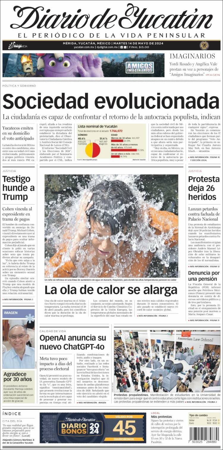 Portada de Diario de Yucatán (M&eacute;xico)