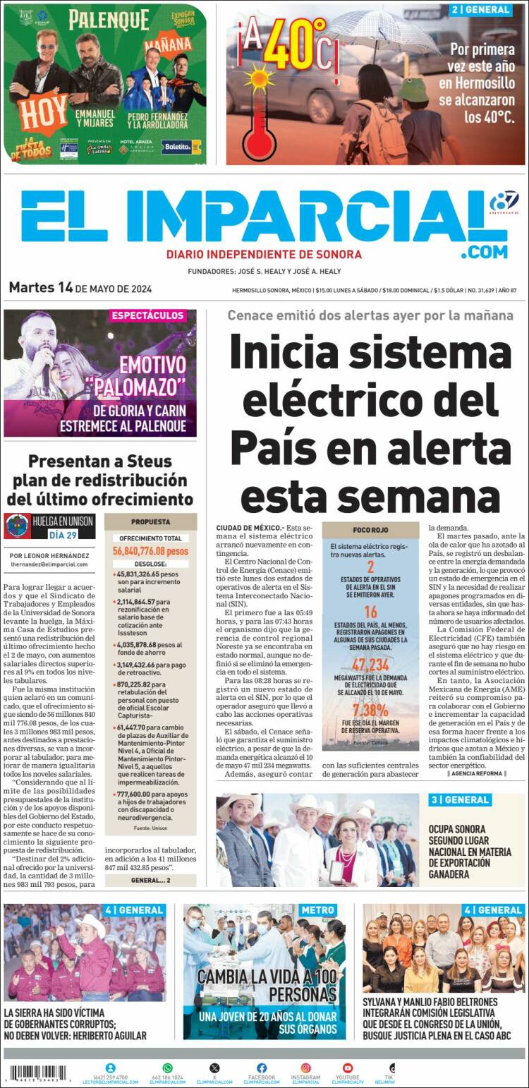 Portada de El Imparcial (M&eacute;xico)