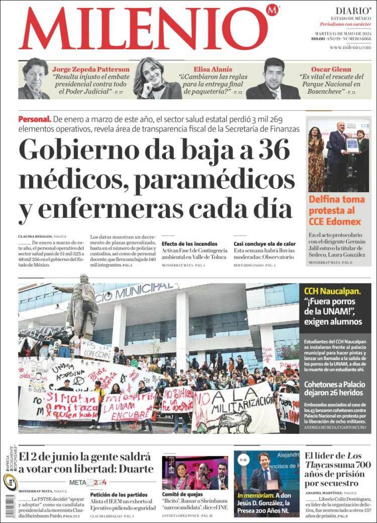 Portada de Milenio - Estado de México (M&eacute;xico)