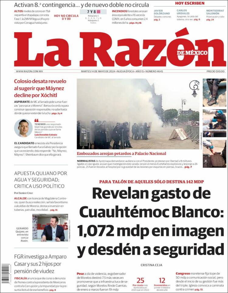 Portada de La Razón (M&eacute;xico)