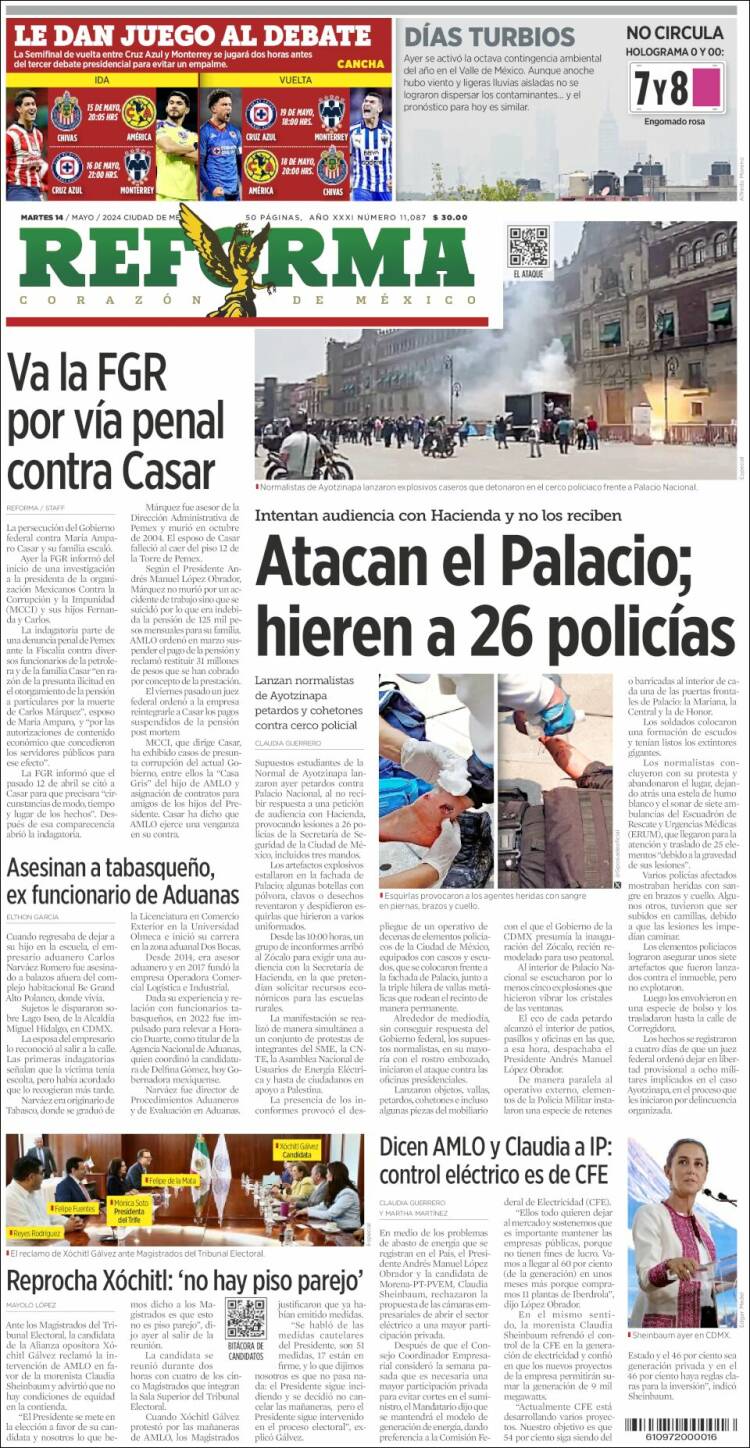 Portada de Reforma (M&eacute;xico)