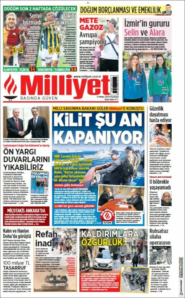 Portada de Milliyet (Turqu&iacute;a)