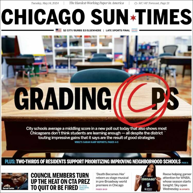 Portada de Chicago Sun-Times (USA)