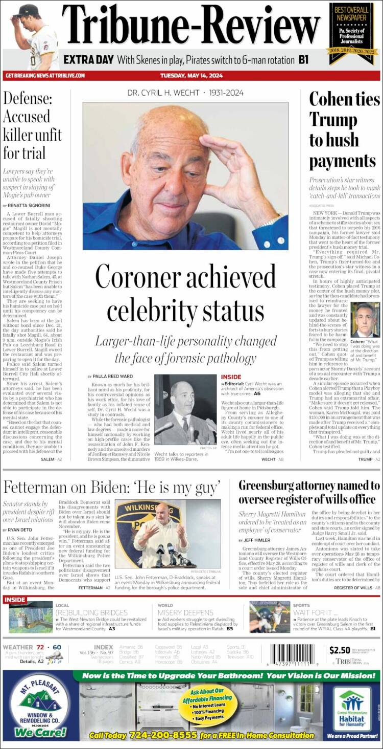 Portada de Tribune-Review (USA)