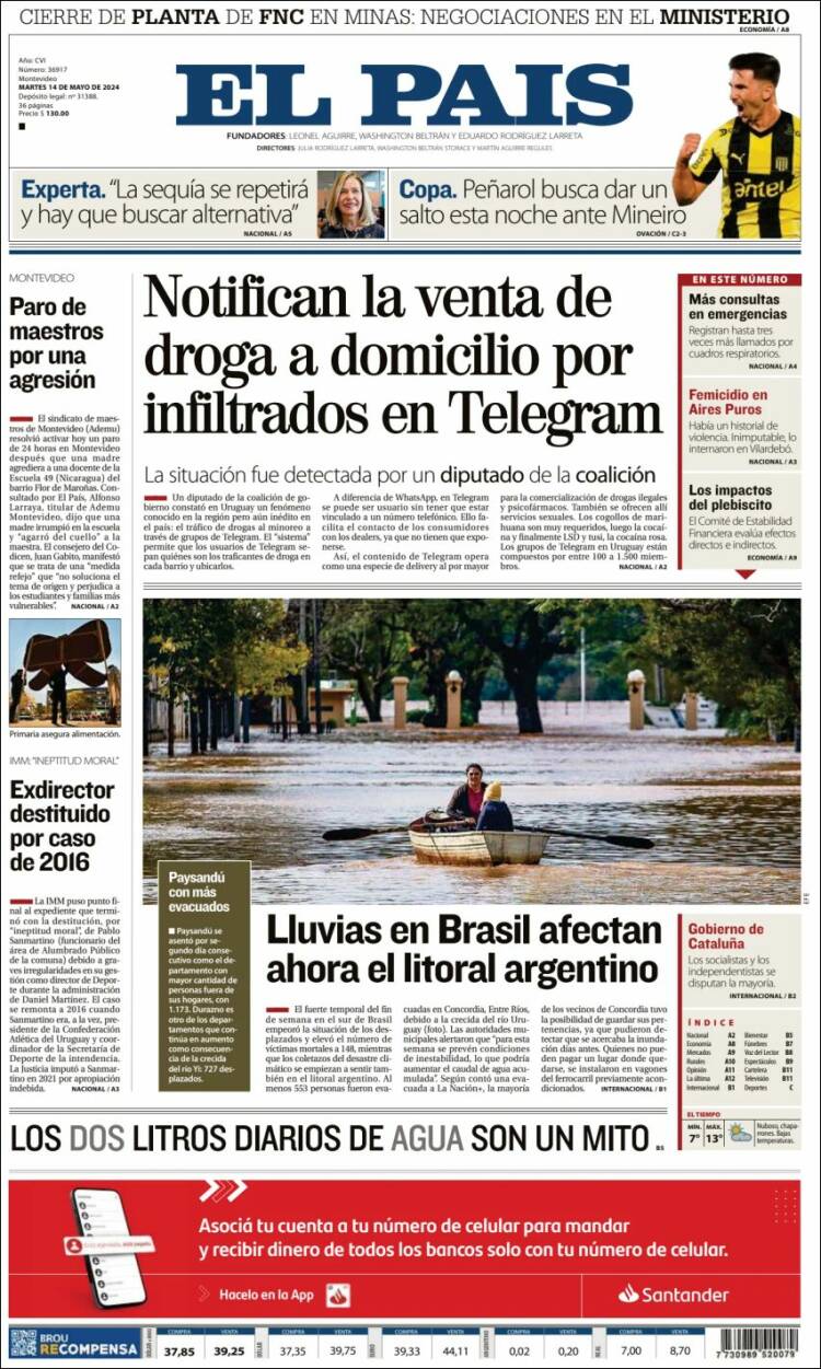 Portada de El País (Uruguay)