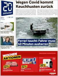 Portada de 20Minuten - Zürich (Suisse)