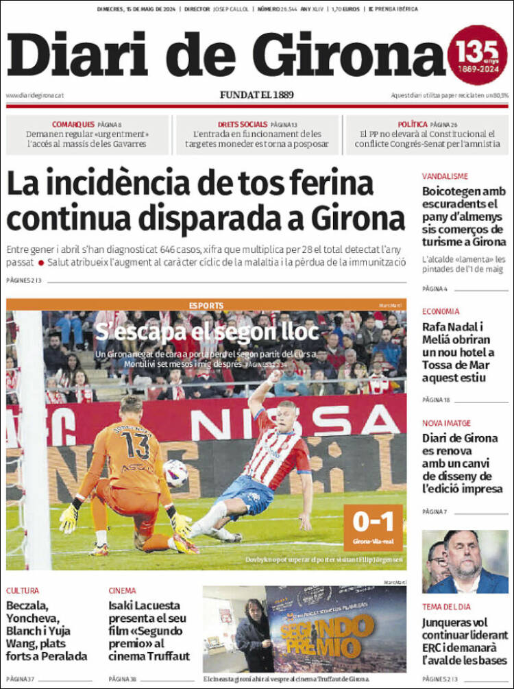 Portada de Diari de Girona (España)