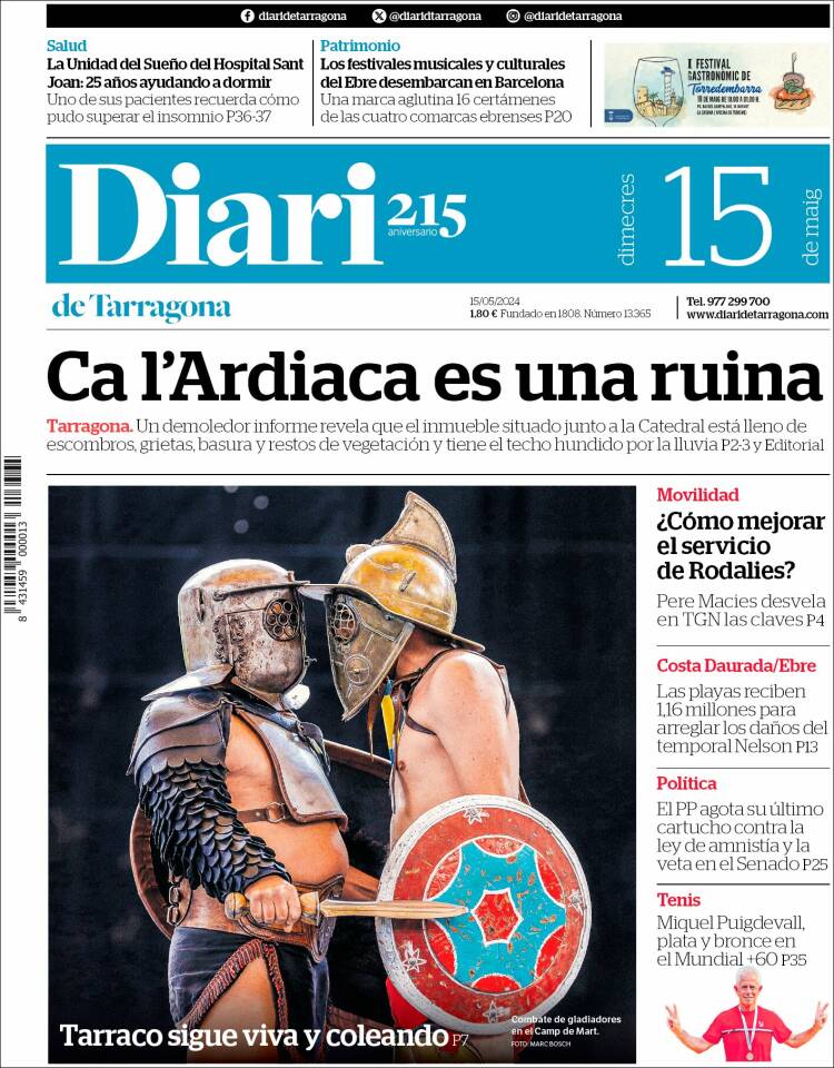 Portada de Diari de Tarragona (España)