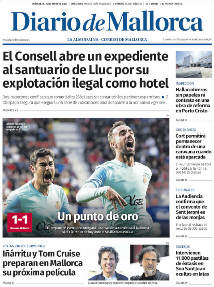 Portada de Diario de Mallorca (España)