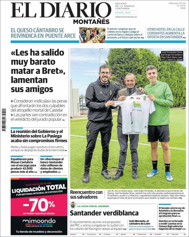 Portada de El Diario Montañés (España)